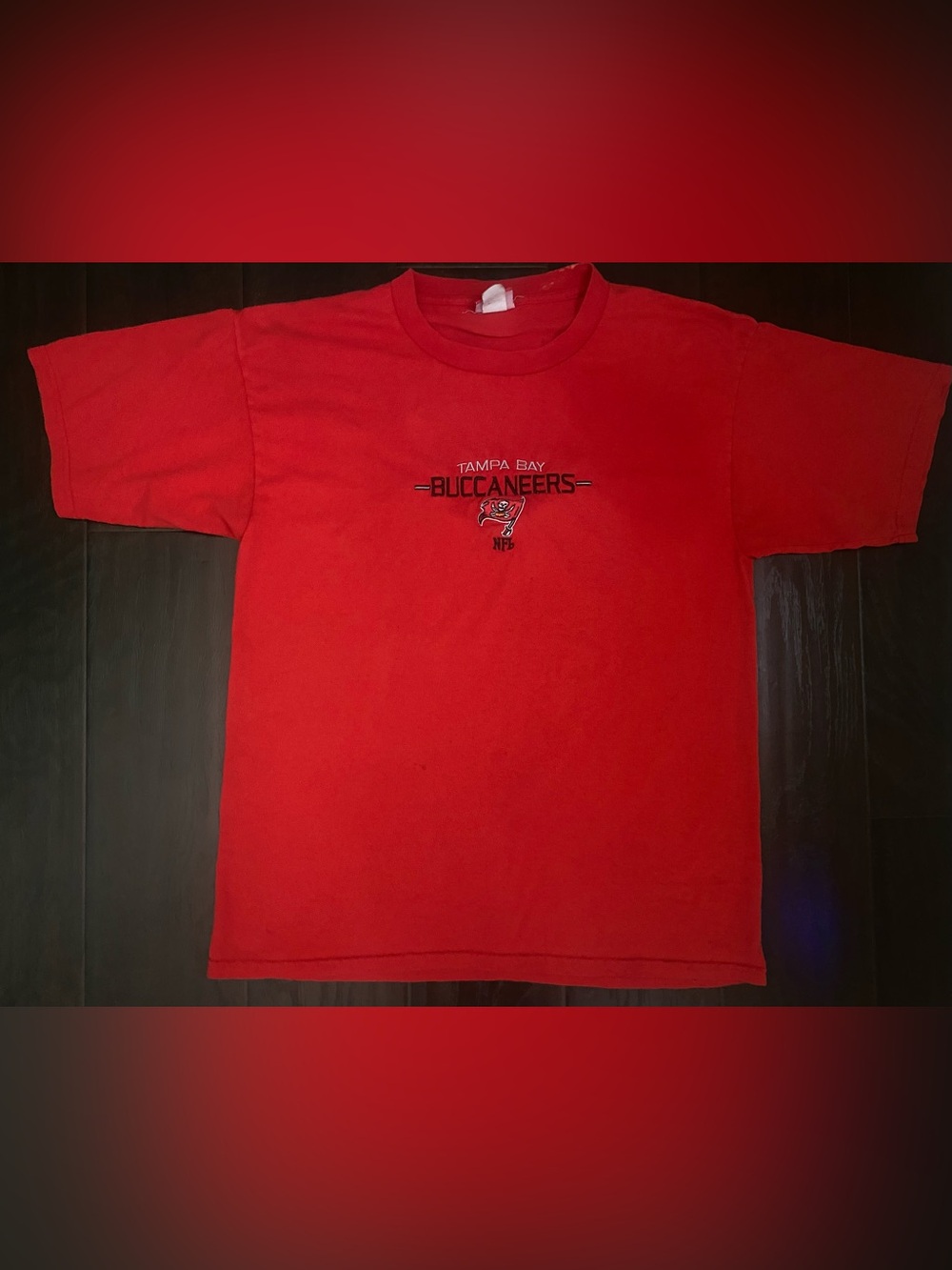 Vintage Tultex NFL Tampa Bay Buccaneers T Shirt Large Embroidered Logo Cotton100